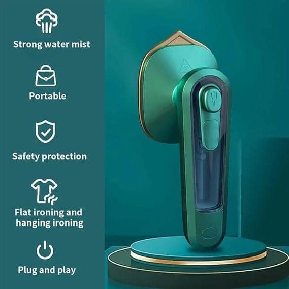 Portable Handheld Steam Iron with Water Spray – Green