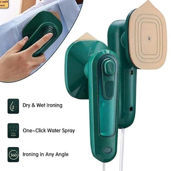 Portable Handheld Steam Iron with Water Spray – Green view 2