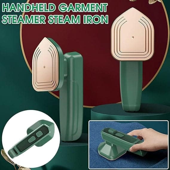 Portable Handheld Steam Iron with Water Spray – Green view 3