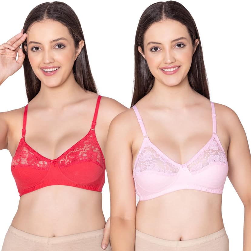 Bodycare polycotton wirefree adjustable straps designer net cup non padded bra-1535BB