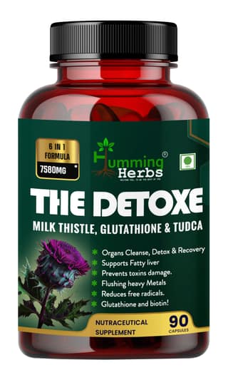 Humming Herbs Liver Detox Supplement 1000mg | Milk Thistle and glutathione Extract | Support Liver Cleanse & Digestion, 90 Capsules