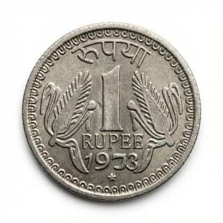 1 Rupee 1973 Star, India Fantasy Collecting Coin Silver Plated Ancient Variant