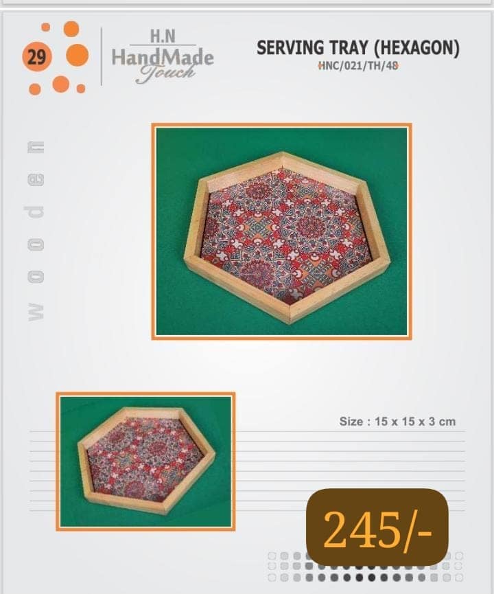 Handmade Wooden Hexagon Serving Tray