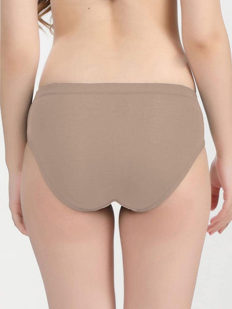 Freecultr Women’s Micromodal Mid-Rise Hipster | Super Soft & Breathable Fabric | Medium Rear Coverage | Comfortable Stretch Elastic | Pack of 3 |Color - Pink,Clay,Coffee view 2