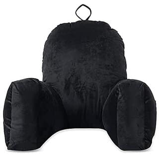 Flipon Bearust Back Supprot Pillow Soft Velvet Outer Cover With Inner Cover and Zipper Grey Black Size