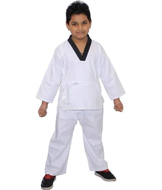 Taekwondo Costume For Boys & Girls, White Martial Arts Dress -White, 10-11 Years