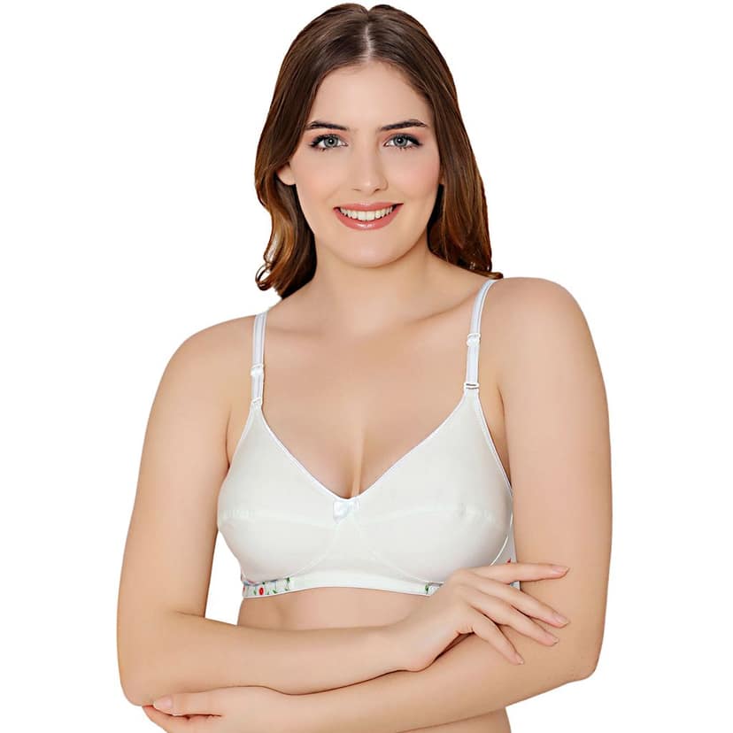 Bodycare polycotton wirefree convertible straps floral cup non padded Bra-5510ECRU