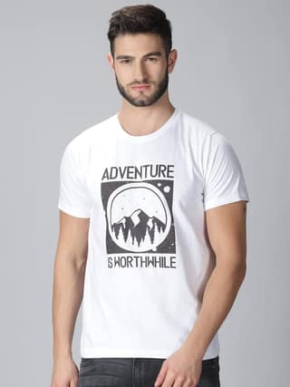 Cotton Graphic White Round Neck