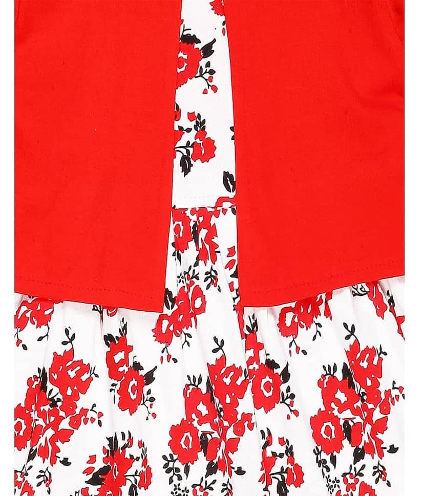 Babeezworld Cotton Frock For Girls ( Pack of 1 , Red ) view 2