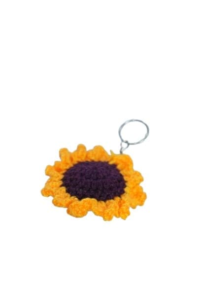 Handwoven Sunflower Keychain view 3