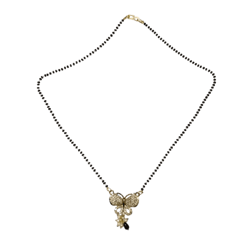 Black Beads Mangalsutra with Butterfly Pendant