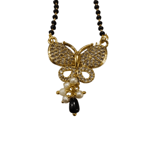 Black Beads Mangalsutra with Butterfly Pendant view 2