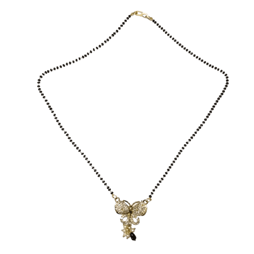 Black Beads Mangalsutra with Butterfly Pendant view 4