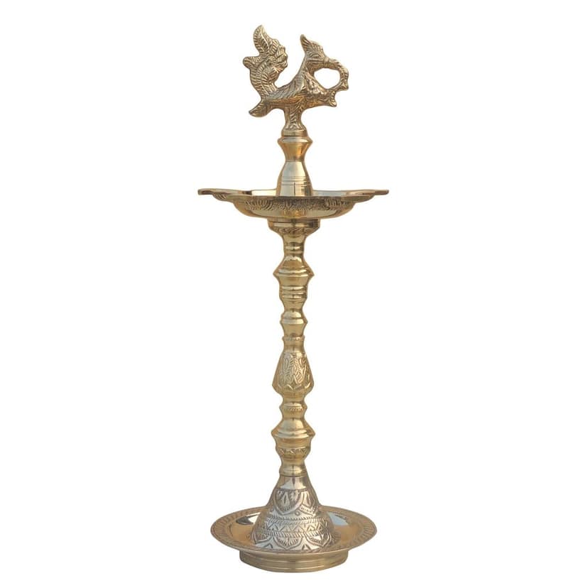 Brass Table Decor Mahabharat Oil Lamp, Deepak - Epic Design Brass Deepak for D?cor, Height : 17 Inch (FMAS686 A) view 3