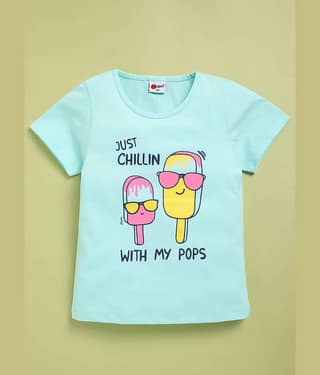 Mars Infiniti Pack of 1 Girls Cotton T-Shirt ( Light Blue )