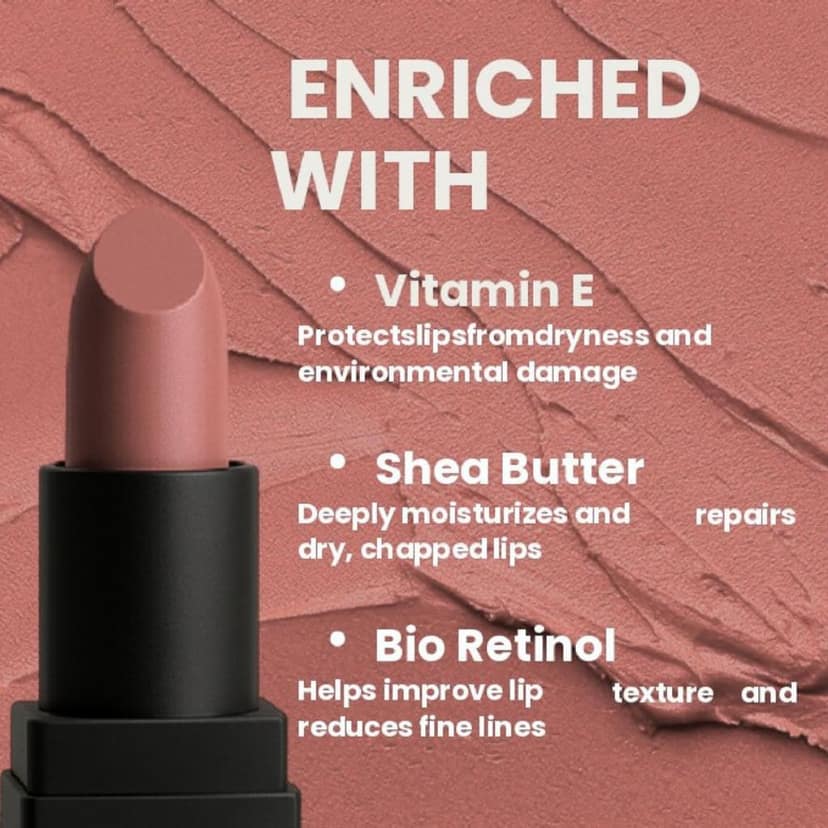 POPPIK Bullet Matte Lipstick for Women | Creamy Matte, Long Lasting Lip Color | High Coverage, Soft & Comfortable Formula | Daily Use Lip Makeup | Ideal for Casual Outings, Wedding, Gift | 3.8gm view 4