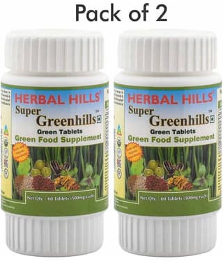 Herbal Hills Super Greenhills 60 Tablets (Pack of 2) Tablets 1 mg