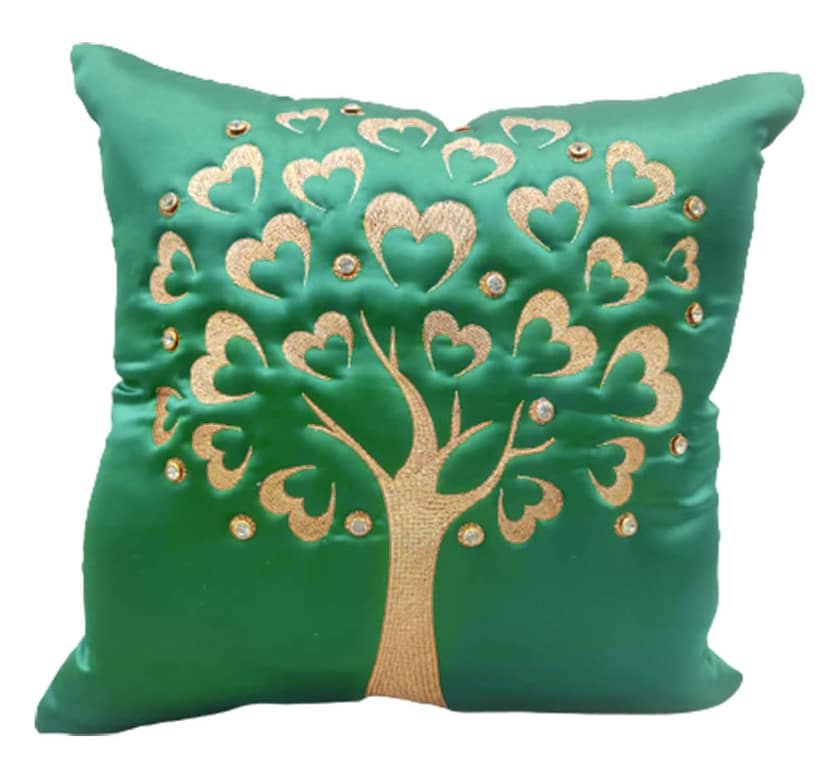 GOODVIBES Teal Blue Green Gold Embroidered Velvet Cushion Case Luxury Modern Throw Pillow Cover Decorative Pillow for Couch Living Room Bedroom Car| 16X16 Inches | 40cm * 40 cm I Set of 5| view 2
