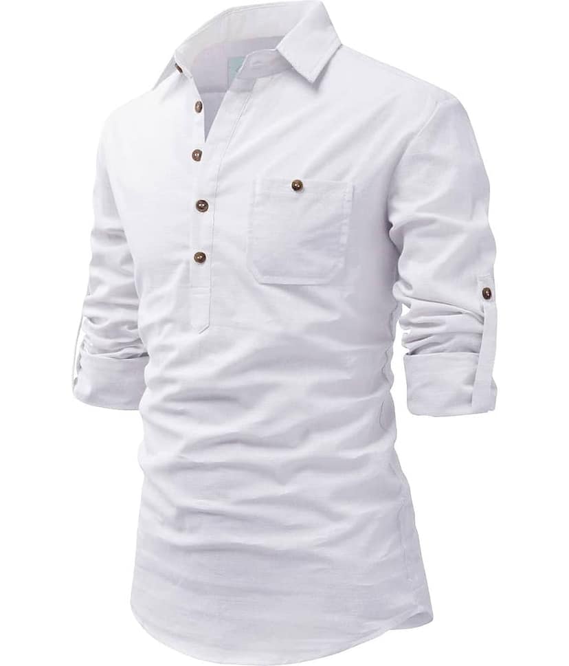 TrendiVastra Pink Cotton Blend Men's Shirt Style Kurta ( Pack of 1 )
