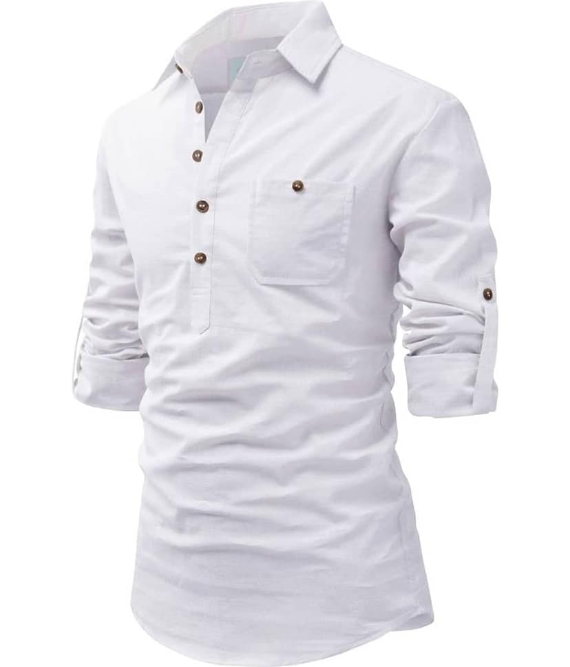 TrendiVastra Pink Cotton Blend Men's Shirt Style Kurta ( Pack of 1 ) view 2
