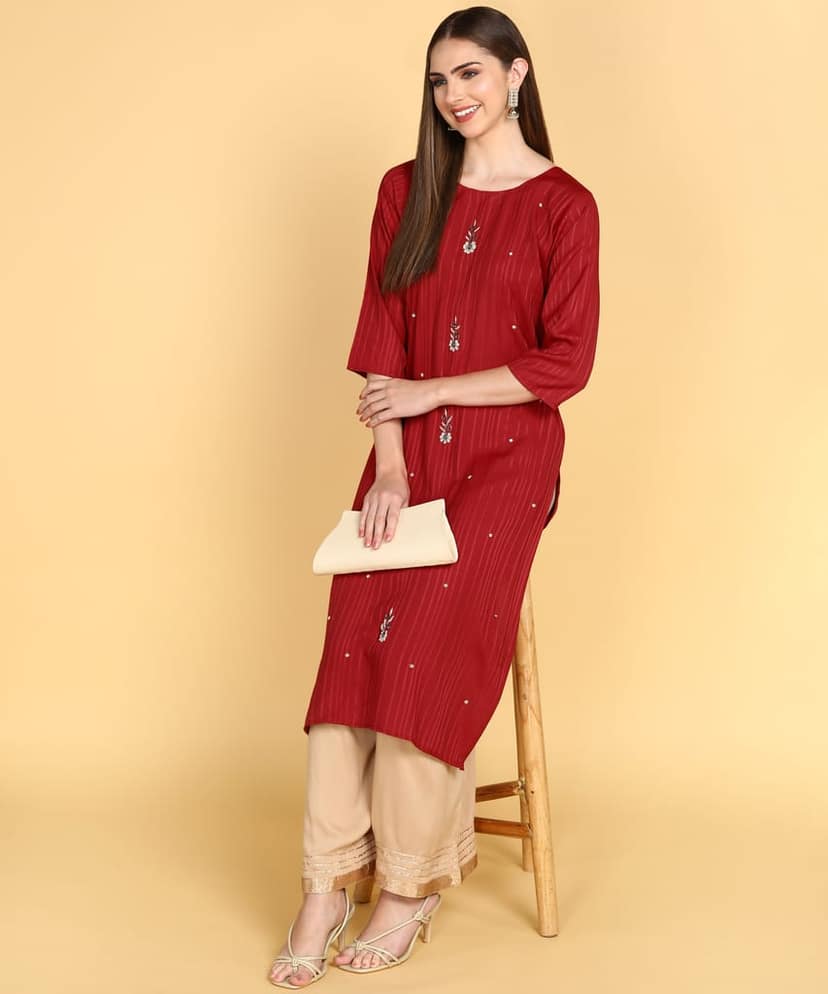 Designer Zardosi Hand Work Embroidery Kurti view 3