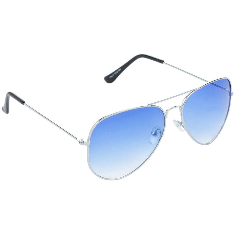 HRINKAR Pilot And Rectangular Stylish Sunglasses For Men And Women (Blue And Grey Lens | Silver And Black Frame - HCMB040) With Free Paper 3D Glass view 2