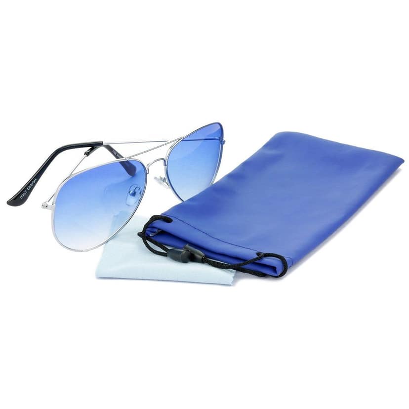 HRINKAR Pilot And Rectangular Stylish Sunglasses For Men And Women (Blue And Grey Lens | Silver And Black Frame - HCMB040) With Free Paper 3D Glass view 5