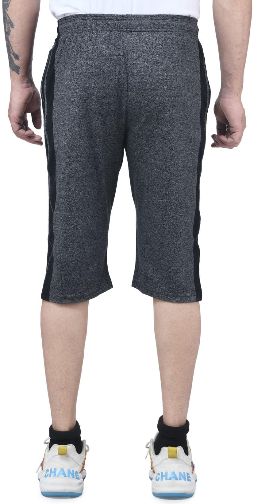 I Bulls, Designer Self Design Hosiery Cotton Regular Fit Three Quarters/Three Fourths/Three by Fourth /3/4 / Capri for Men- Casual/Sports Wear with Zip Lock Pockets view 4