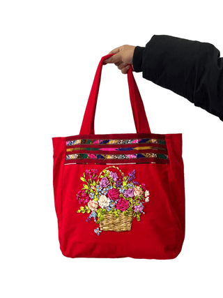 Versatile Red Tote Bag with Zipper Closure - Stylish, Spacious, and Durable for Everyday Use
