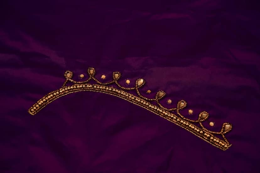 Embroidered Saree Blouse With Zari And Stone Work view 3