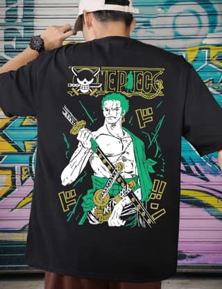 SCOTT FINCHER Men's One Piece Roronoa Zoro T-Shirt, Anime Shirt, Manga Shirt, Gift for Anime Fans : AA(ARN)BLACK_191