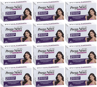 Prega news Value Pack KitOne Step Pregnancy Test Kit Easy to Use Accurate Result in Just 3 Minutes2 Gloves + 2 Urine Containers + 2 Pregnancy Test Kits x pack of 12