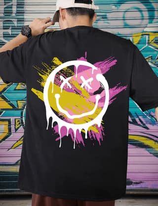 SCOTT FINCHER Men's Nirvana Smiley Face T-Shirt, Black : AA(ARN)BLACK_261