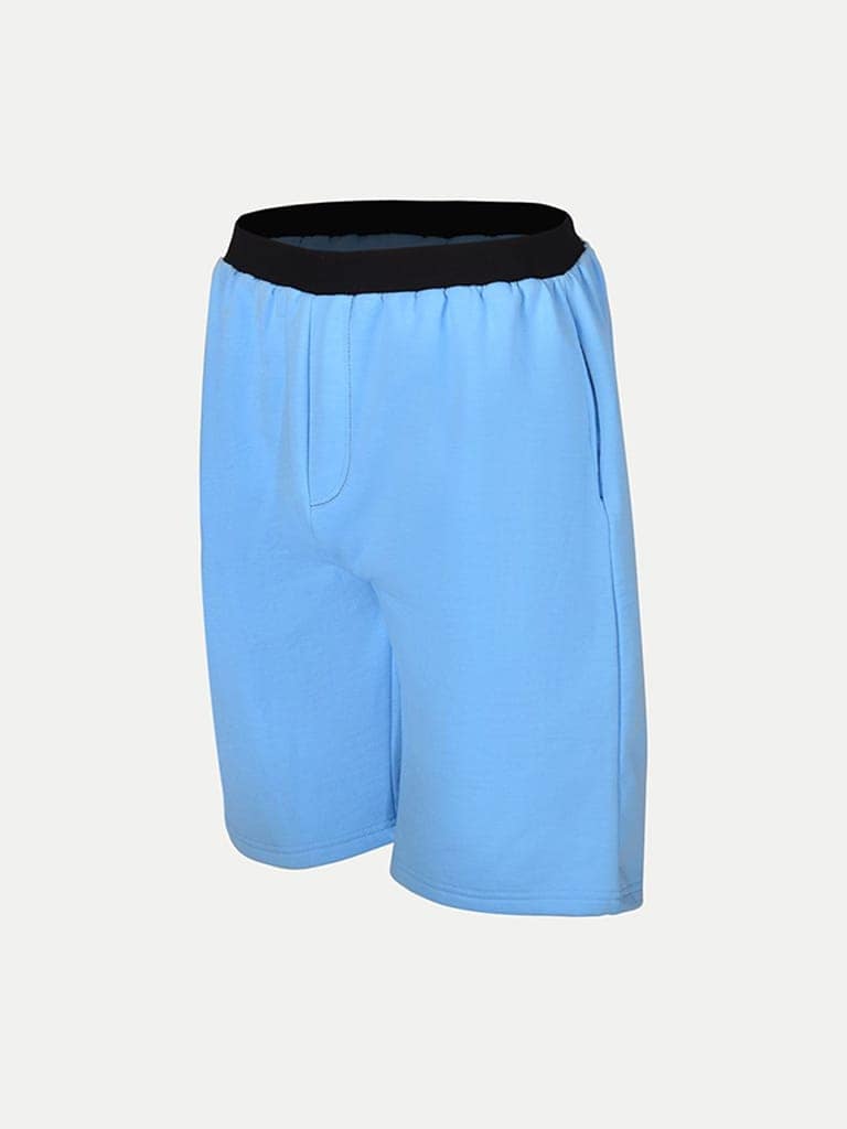 Mens Light Blue knitted Casual Shorts view 2