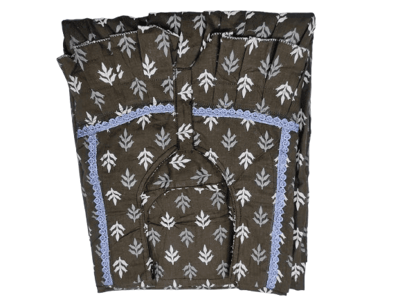 Women's Cotton Printed Palazzo Pants with Elastic Waist - Brown view 2