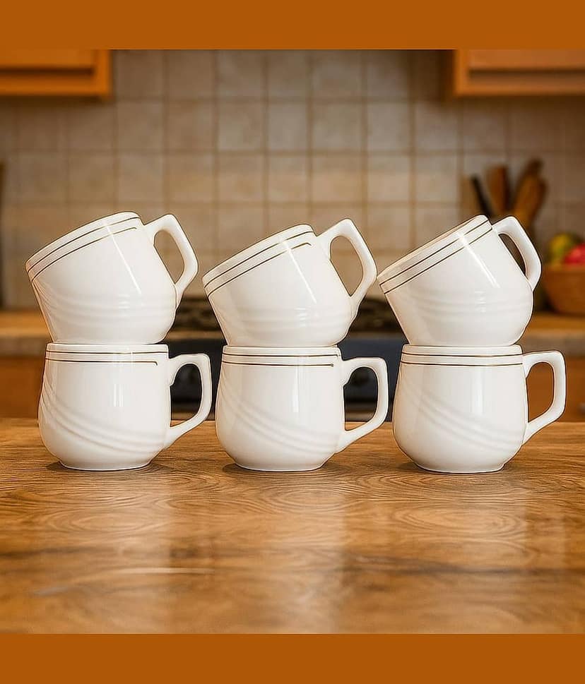 Love Unlimited Solid Bone China Tea Cup 150 ml ( Pack of 6 )