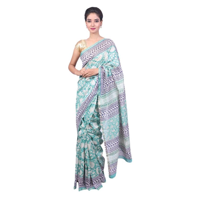 HANDLOOM CHANDERI SAREE- MERCERISED(COTTON+SILK MIX) WITH BLOUSE (SKU - 3I0102030422 SAREE- 98) view 4