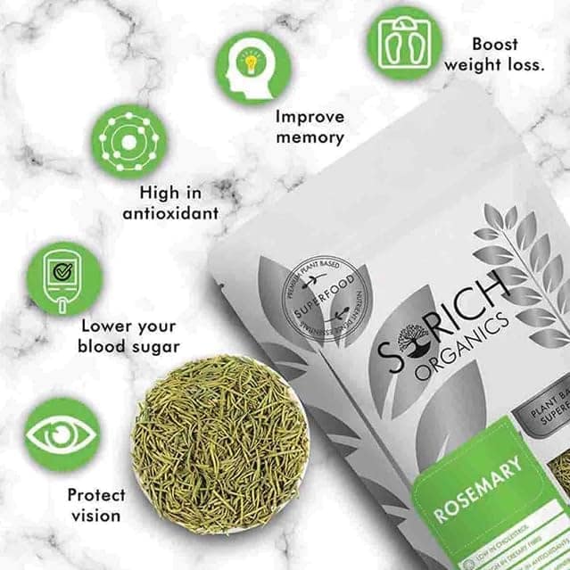 Sorich Organics Rosemary Leaves 100 Gram for Hair Growth and Seasoning Food and Herbal Rosemary Tea | Packed Clean, No Dust| High in Antioxidants | Improve Memory | Protect Vision | Lower Blood Sugar view 3