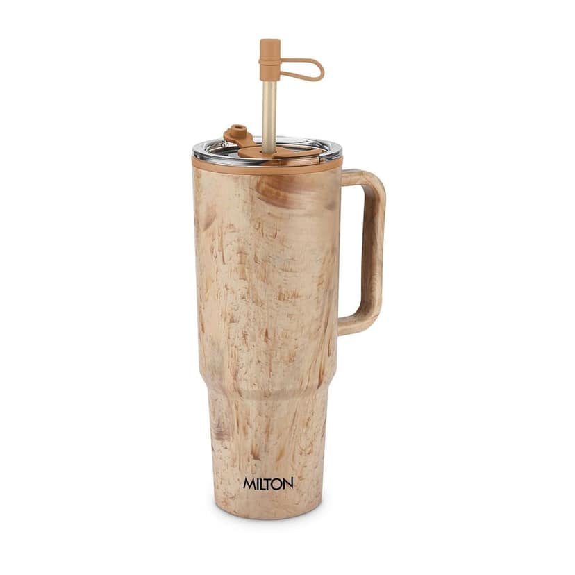 MILTON Puris 1200 Plastic Water Tumbler | 2-in1 Lid Sip or Gulp | Crystal Clear BPA Free-Food Grade | Sturdy Handle | Large Travel Mug for Gym, Office & Outdoor Use, 1200 ml