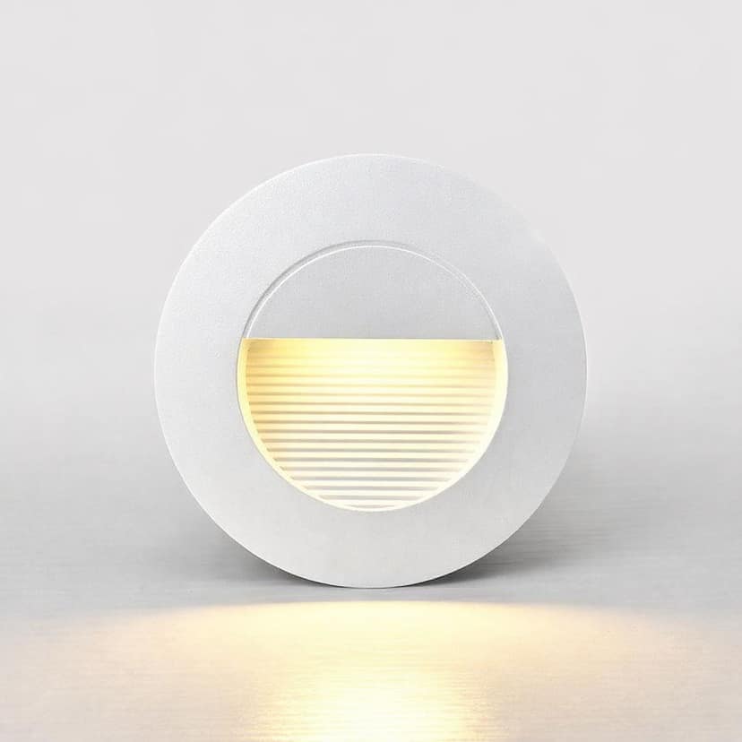 SPARKWORLD Round LED Recessed Step Light | Warm White Indoor & Outdoor Wall Light | White Body Stair & Pathway Light | Colour: 5w_(WithoutSensor)