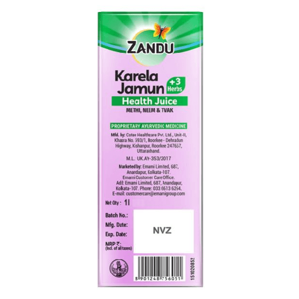 Zandu Karela Jamun Plus 3 Herbs Health Juice 1000 Ml view 2