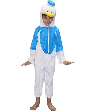 Kaku Fancy Dresses Duck Cartoon Costume -Blue & White, 7-8 Years, For Boys & Girls