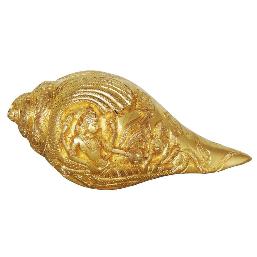 Brass Showpiece Shankh Statue, Height : 4 Inch (BSMAS579 A) view 2