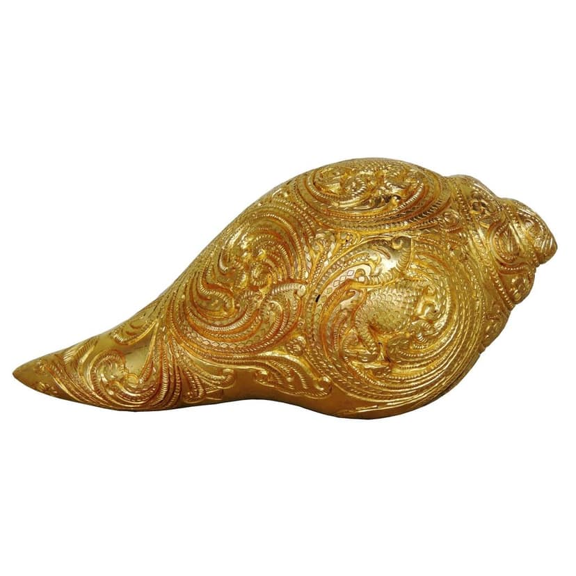 Brass Showpiece Shankh Statue, Height : 4 Inch (BSMAS579 A) view 3