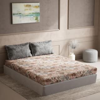 DDECOR - Elemental Collection 100% Cotton Leaves Pattern 144TC King Bedsheet |254 CM X 274 CM| Pink