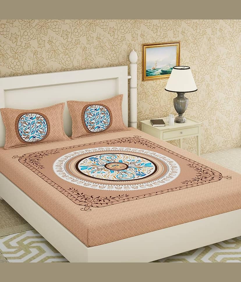 Cosito Cotton 1 Double Bedsheet with 2 Pillow Covers ( Brown )