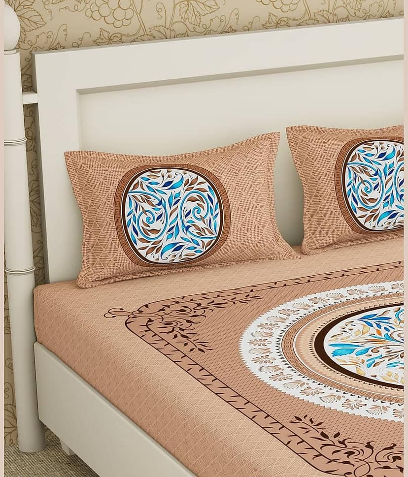 Cosito Cotton 1 Double Bedsheet with 2 Pillow Covers ( Brown ) view 2