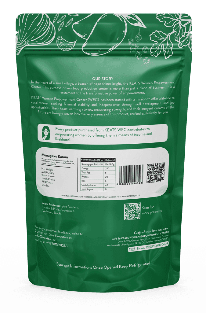 Keats Eats Munagaku Karam Powder - Authentic South Indian Spice Blend view 2