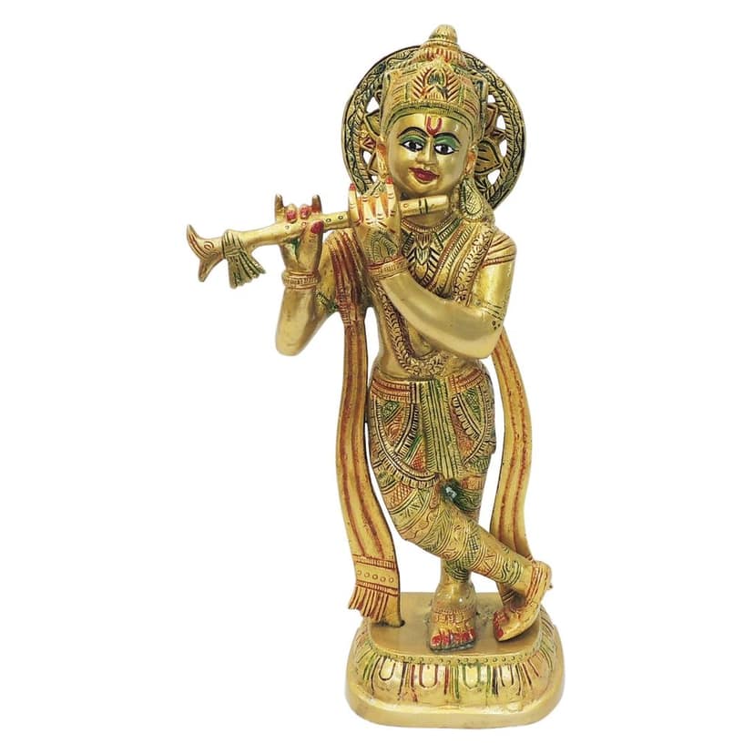 Brass Krishna God Idol Statue ? Handcrafted Religious Showpiece, Height : 14 Inch (BSMAS1622 E) view 2