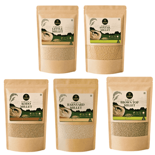SiriGrains Positive Millet Combo Pack (5 x 250g) | Foxtail, Barnyard, Little, Kodo & Browntop Whole Millets | Unpolished Variety Pack | Total 1.25kg